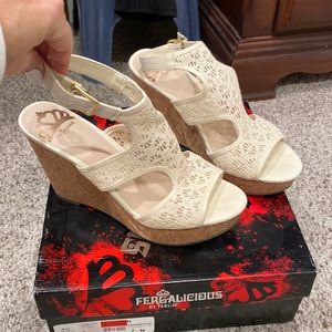 Off white Fregie wedges 4 inch heels, size7, like new in box.